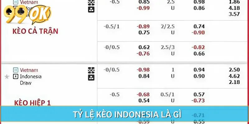 Tỷ lệ kèo Indonesia xuất hiện phổ biến tại các sàn cá cược châu Á